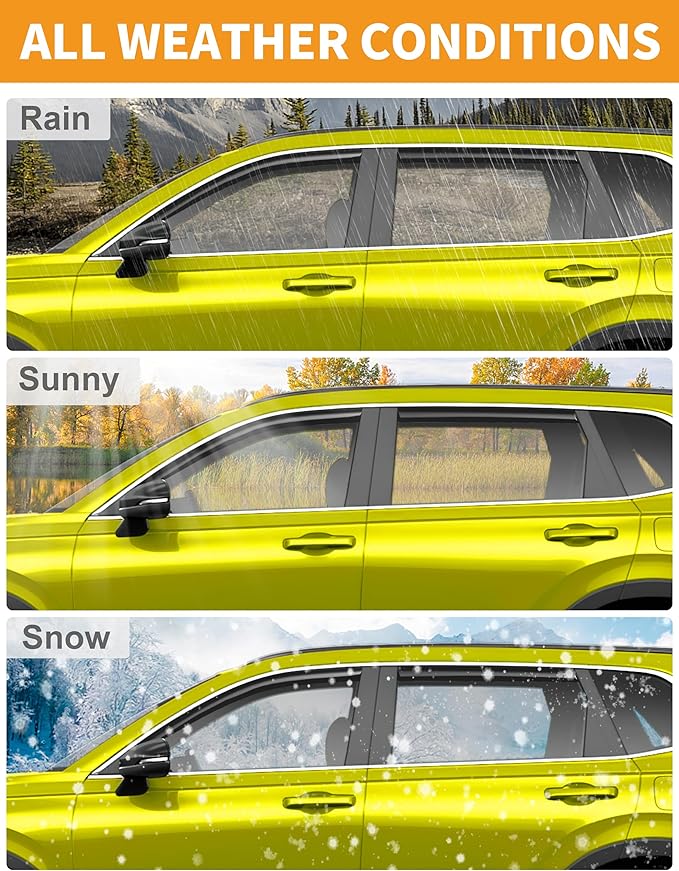 in-Channel Window Rain Guards Intended for Hyundai Santa Fe 5 Seats 2019-2023 (Not for XL 7 Seat) Window Deflectors Vent Visors Vent Shades Exterior Visors Rain Guards Accessories - 4 pcs