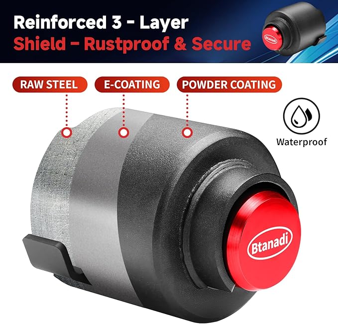 Trailer Lock Fits 2 5/16 Inch Coupler, Upgraded Heavy-Duty Steel Hitch Lock, Anti-Theft & Pry-Resistant for RV, Boat, Cargo Trailer (Red)