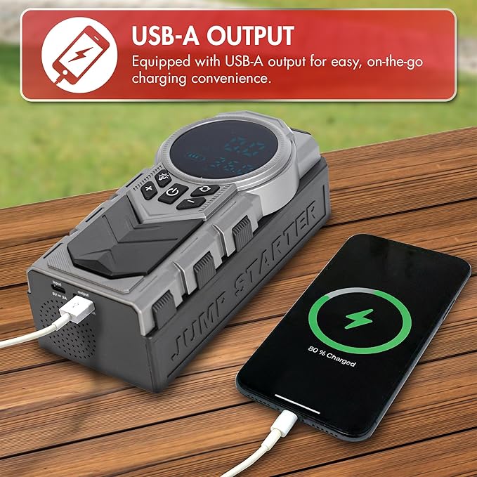 Wagan EL7603 iOnBoost V10 Air Jump Starter with Tire Inflator 1500A Peak 12V Portable Lithium Car Battery Booster with 150PSI Air Compressor LCD Pressure Display Built-in LED Light UL Certified