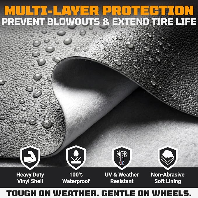 TIRESHIELD PRO Tire Covers Set of 4 - Heavy Duty All-Weather UV-Resistant Wheel Covers w/StormLock-System - Year-Round Protection for Your RV, Camper, Truck, Car & Trailer Tires w/ 29-31.75" Diameter