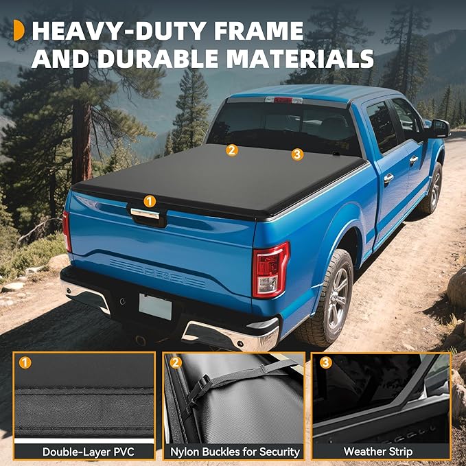 Soft Tri-fold Tonneau Cover Fit for Toyota Tundra 2022 2023 2024 2025 2026 (Excl. Trail Edition), 5.5 ft Bed with Deck Rail System