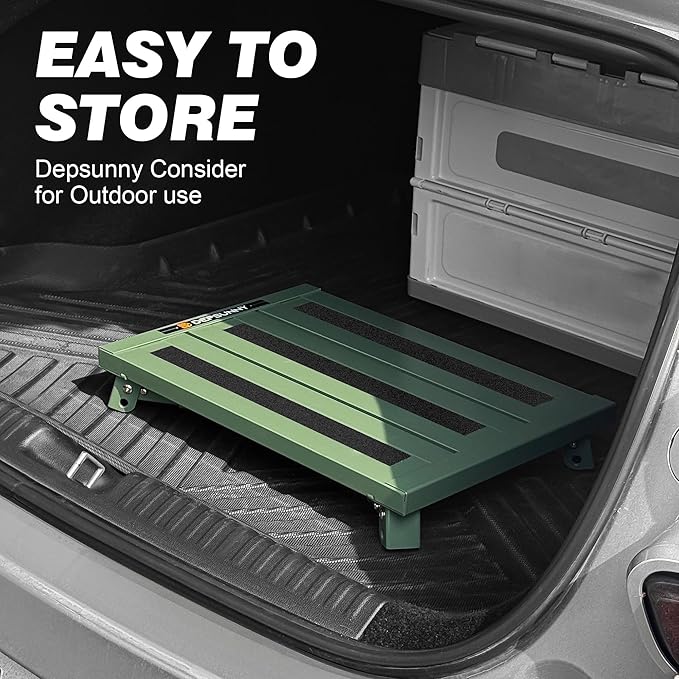 Adjustable RV Step Stool, 3-Step Height Adjustment, Foldable Legs, Wide Anti-Slip Surface,Supports Up to 1,000 lb, Premium Aluminum Construction Easy to Carry (Army Green)