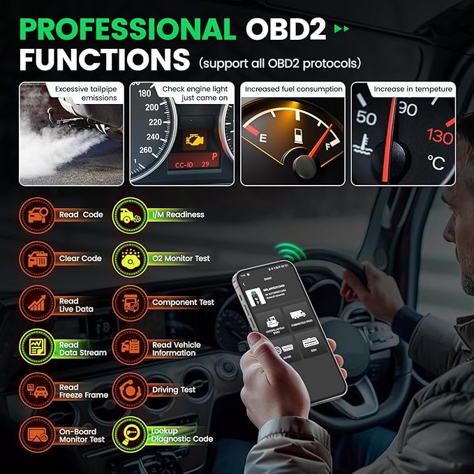 ANCEL HD200 Bluetooth Heavy Duty Truck Scanner, Speed Limit and Idle Reset for Cummins & Caterpillar Engines, J1939/J1708 Diesel Code Reader & All-System Diagnostic Tool, Lifetime Free Updates