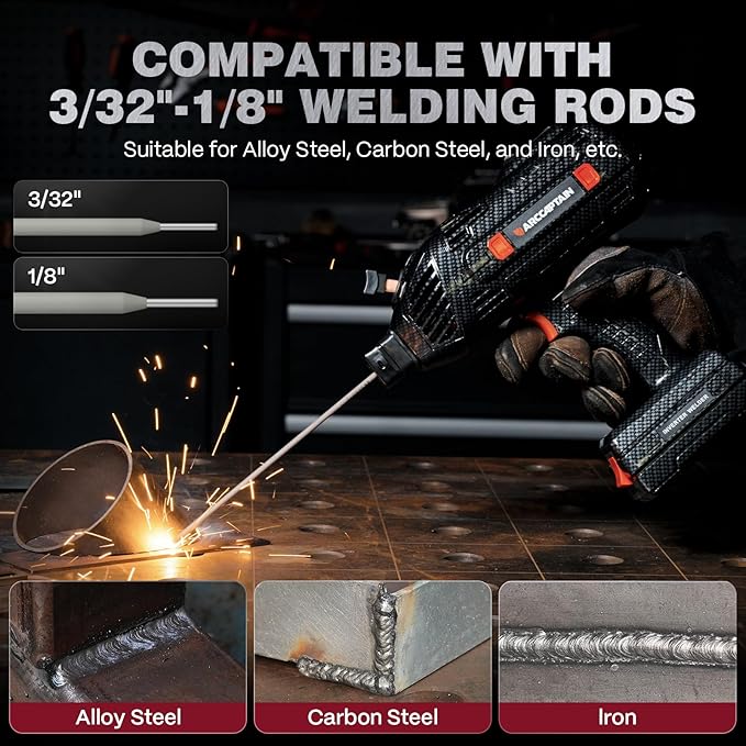 ARCCAPTAIN Stylish Handheld Welder, 110V Portable Welding Machine with IGBT Inverter, 120A Stick Welder with Auto Darkening Goggles and Upgraded Ground Clamp, Fits for 3/32"-1/8" Welding Rods