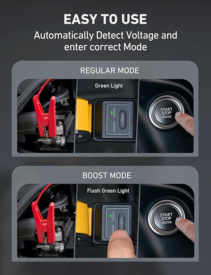 AstroAI S8 Car Battery Jump Starter, Car Jumper Starter Battery Pack for Up to 6.0L Gas & 3.0L Diesel Engines, 12V Portable Jump Box with 3 Modes Flashlight and Jumper Cable(Yellow)