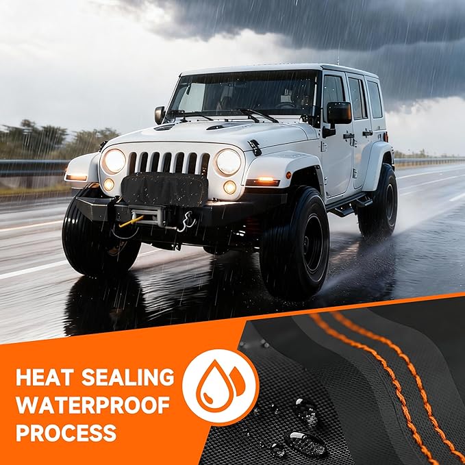 Winch Cover,Dustproof Winch Protection Cover,Badlands Winch Cover 12000 lb Waterproof,Tear Resistant for Up to 17500 Lbs Electric Winches,Indoor/Outdoor Fit for Warn(22″Lx9.8″Hx7.5″W)