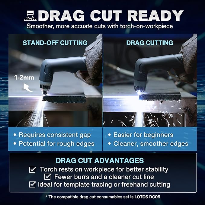 LTP6010D 60A Plasma Cutter, Drag-Cut Ready & Up to 20% Faster, 5/8" Clean (3/4" Sever), Non-Touch Pilot Arc, New-Design Torch, Dual-Voltage 110/220V, LED Panel, Front Regulator