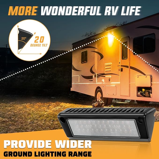 Nilight RV Exterior Light 2PCS 9 Inch Porch Lights Amber Beam 12V 24V LED Scene Cargo Lighting Black Aluminum Housing for RVs Trailers Travel Campers 5th Wheels Motorhome SUV Truck