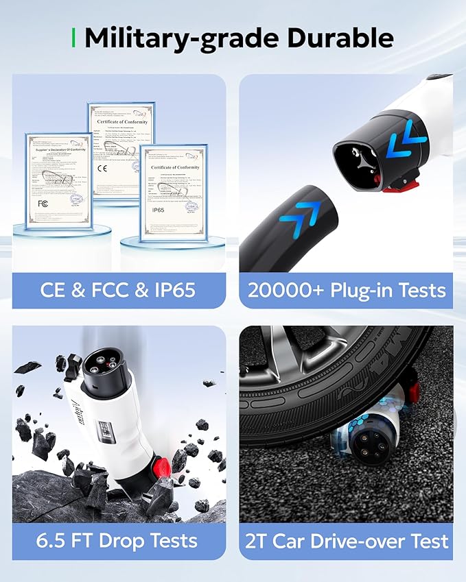 for Tesla to J1772 Adapter with Screen Display [Only to J1772], 60Amp 250V Converter with Press-Lock, Compatible with Tesla Charger Connectors, Destination/Mobile Chargers