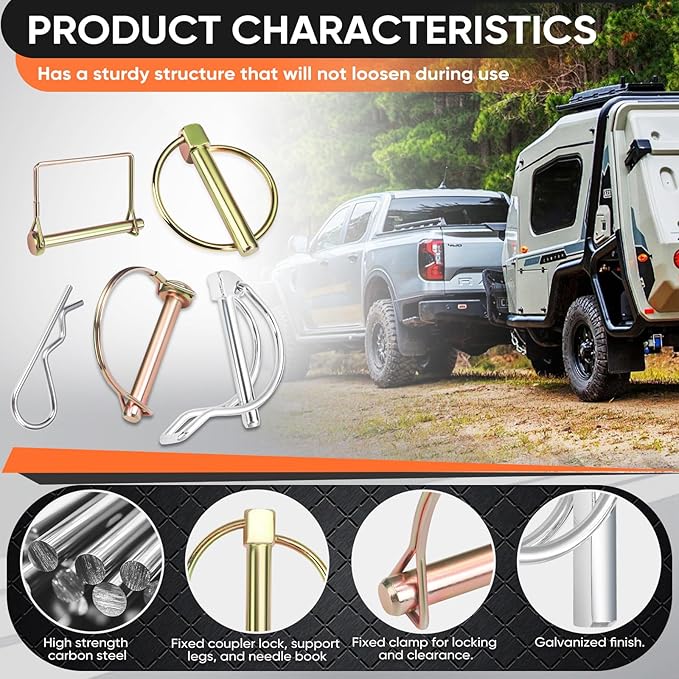 232PCS Hitch Pin, Trailer Pins Clip Pins Assortment Kit for railers Tractors Trucks Towing Mowing Farm Equipment Snow Plows Lawnmowers Garage Heavy Duty Trailers Accessories Tractor Attachments