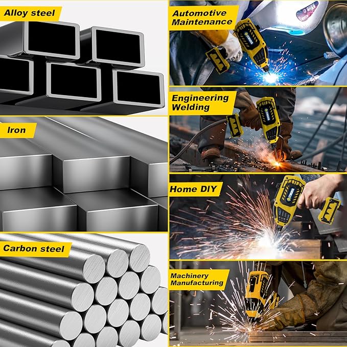 Handheld Welder 110V ARC Portable Stick Welding Machine IGBT Inverter 20-120Amps Stepless Current 1/16"-1/8" Electrodes Home Repair DIY Work for Beginner (Yellow)