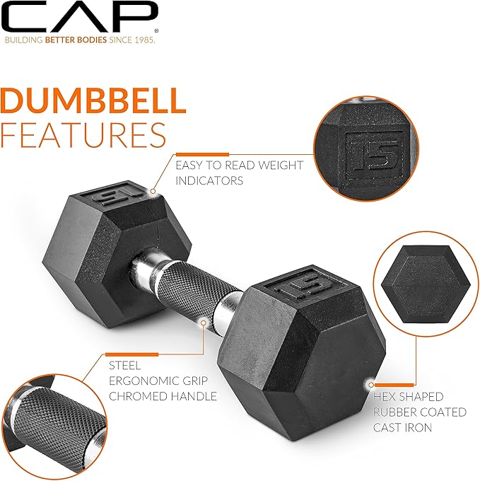 CAP Barbell Coated Dumbbell Weight | Multiple Options Pairs & Sets