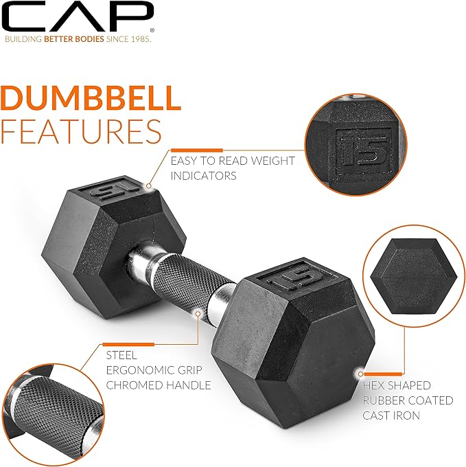 CAP Barbell Coated Dumbbell Weight | Multiple Options Pairs & Sets