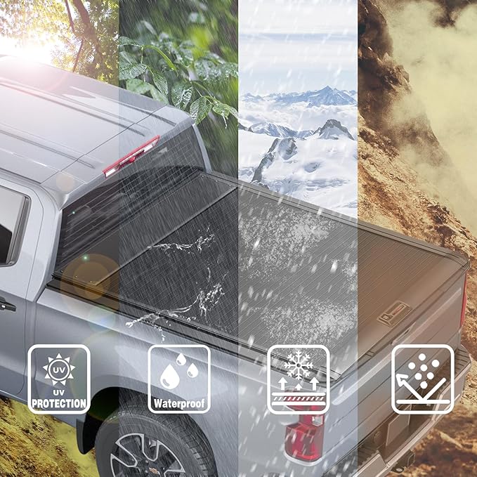 Retractable Truck Bed Tonneau Cover for 2014 2015 2016 2017 2018 2019 2020 2021 2022 2023 2024 2025 2026 Chevy Silverado/GMC Sierra 1500 (5'8" /69" Bed) Retractable Hard Truck Bed Cover Key Lock