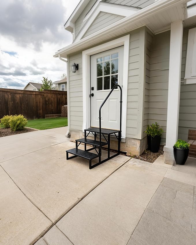 3 Step RV Steps｜Pool Ladder with Handrail｜Update 3.0 Outdoor RV Stair with Anti-Slip Pedals｜RV Ladders for Travel Trailers｜Heavy Duty Mobile Home Steps for Camper, Porch, Spa