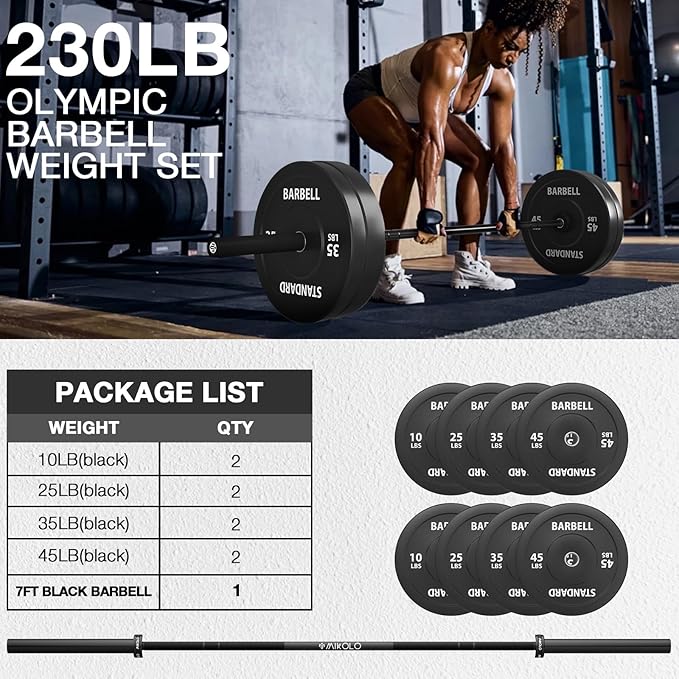 Mikolo 7ft Olympic Barbell, Barbell for Weightlifting and Powerlifting 45lb, Olympic Bar for 1500lbs Capacity, Weight Bar Fit 2” Standard Weights