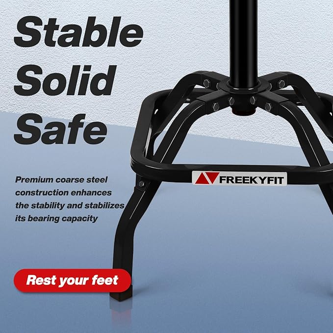 Shop Stool with Backrest, Mechanic Garage Stool for Workshop, Adjustable Shop Stools Chair, Padded Workbench Stools for Men Women, 300 LBS Capacity, 360° Swivel PVC Seat, Heavy Duty, Blue