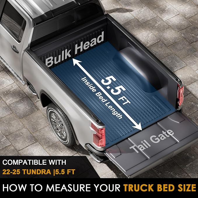 FRP Hard Tri Fold Tonneau Cover for Toyota Tundra 5.5ft Bed 2022-2025, Low Profile Truck Bed Cover Heavy Duty Aluminum Hard Folding Waterproof Fiberglass Anti-Theft 5.5 ft (66.7")