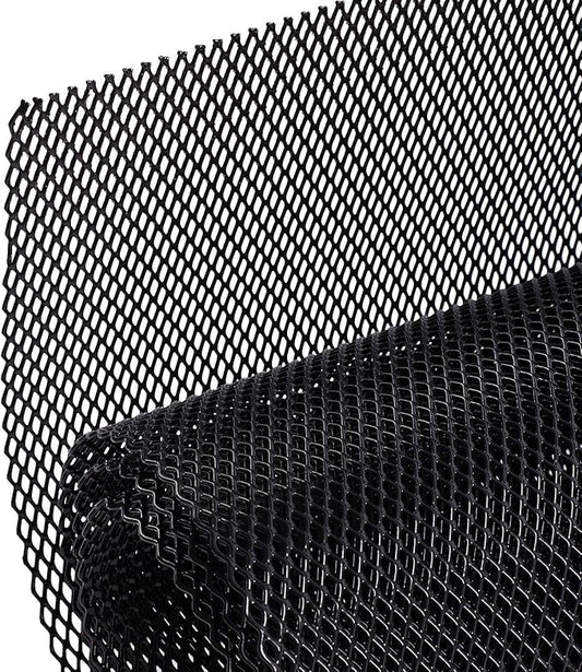 AggAuto 47x16 inches Car Pickup Truck Grill Mesh Spoiler Bumper Vent Aluminum Alloy Automotive Grille Insert Air Intake Racing Rhombic Hole 4x8mm Black