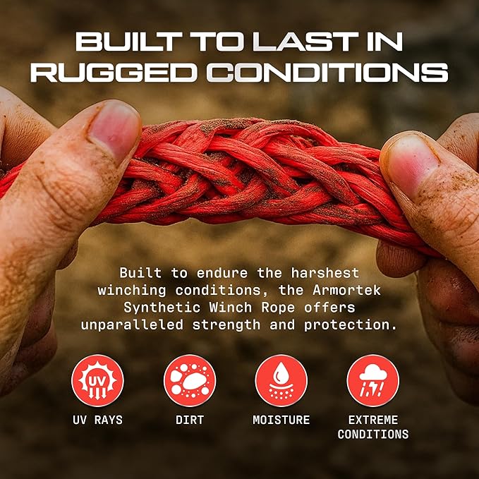 Synthetic Winch Extension Rope, 5/16" x 50' Heavy Duty Winch Cable, 7900KG Load – Ultimate Winch Rope Kit, for Car, Truck