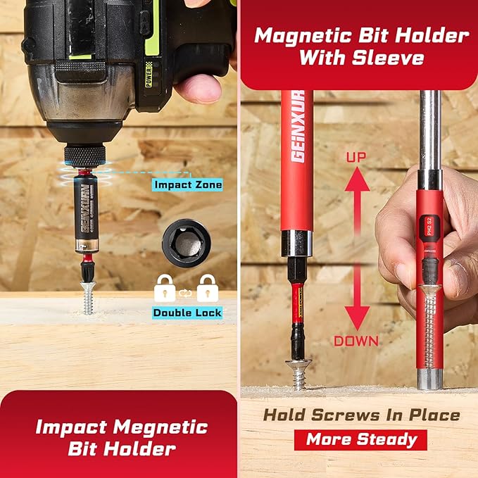 58Pcs Screwdriver Set Include 53Pcs Impact Screwdriver Bits Set,Mini Wrech,Step Drill, 1/4”Socket Adapter and Impact Bit Extension with Tool Box for Home Repairs DIY