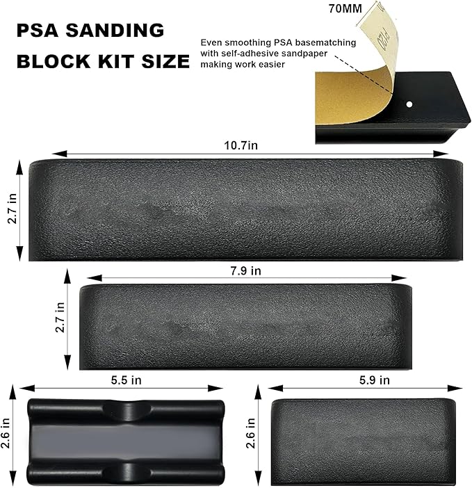 24Pcs PSA Adjustable Sanding Block Kit,Hand Abrasives Auto Body Sanding Block Set with 20pcs Self Adhesive Sandpaper,Flexible for Automotive Paint and Woodworking Sand Furniture