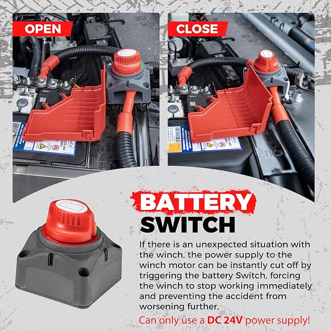 RUGCEL WINCH 20000lb 24V Extreme Duty Truck Winch, Waterproof Electric Synthetic Rope, Black Rope, for Truck,Van, 2 in 1 Wireless Remote Control, Tank Series.