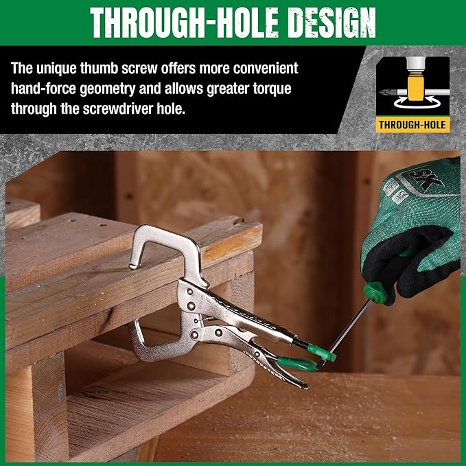 SK 6" C-Clamp Locking Pliers with Regular Jaws, Premium CR-V Construction, Ergonomic Anti-slip Handle