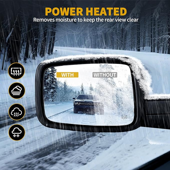 DWVO Left Driver Side Mirrors Compatible with 2009-2016 Dodge Ram 1500, 2010-2016 Ram 2500 3500 4500 5500, Door Mirror with Power Heated Led Turn Signal Puddle Light Manual Folding