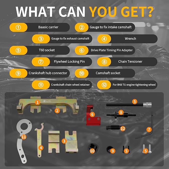 Engine Camshaft Alignment Timing Tool Kit Compatible with BMW Mini B38 A15 A12 B48 A20 B58, Camshaft Locking Timing Tool kit