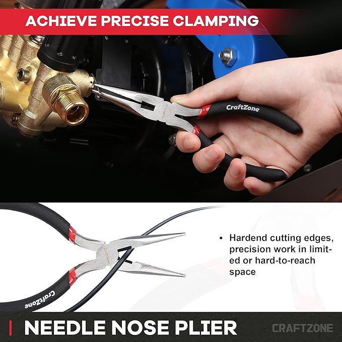 10PC Pliers and Wrench Set with Storage Rack – Includes Locking | Long Nose | Diagonal Cutter | Groove Joint | Linesman & Mini Plier, Carbon Steel Tool Kit for DIY and Home a Gift for Man