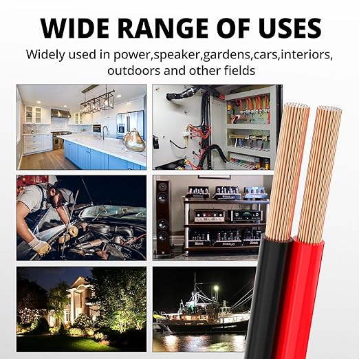 NAOEVO 12 Gauge Wire 500FT, 2 Conductors Electrical Wire Red Black Cable, Flexible/Low Voltage/PVC 12 AWG Copper Clad Aluminum Extension Cord for Speaker, LED Strips, Automotive 12V/24V DC