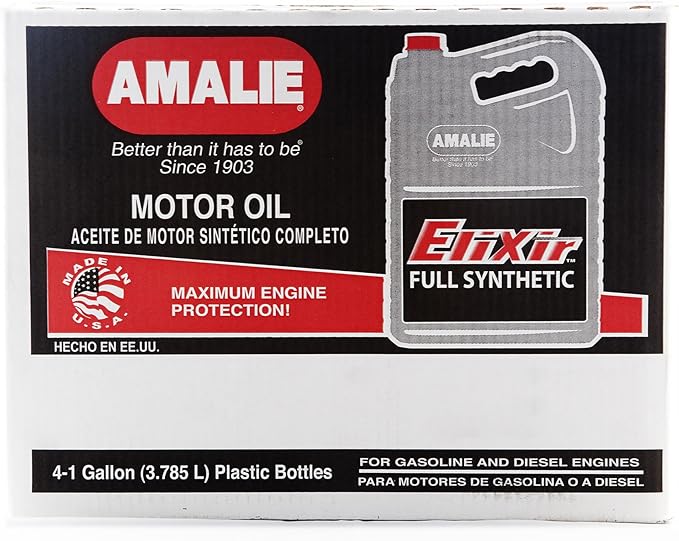 AMALIE Elixir 0W-20 dexos1 Full Synthetic Motor Oil (160-65757-36) 1 Gallon Bottle, Pack of 4 | Made in USA