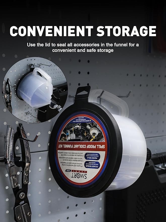 SMART JERRY - Coolant Bleeder Kit, Universal Radiator Burping Funnel, No-Spill Coolant Funnel, Flush Kit