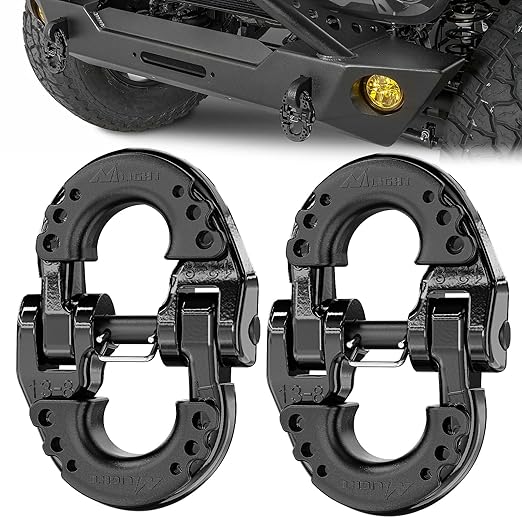 Nilight Safety Chain Connector Link, 1/2In Tow Hitch Hammerlock Coupling Link, 2 Pack Forged Steel Tow Chain Connector for Chain Link/Recovery Rope Link/Shackle, 12000 lbs Load Limit, Black