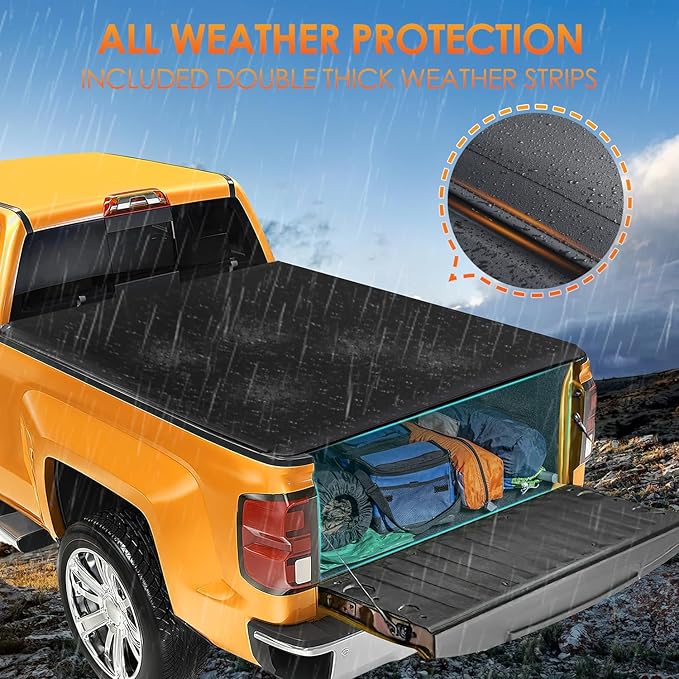 Nilight Soft Roll Up Truck Bed Tonneau Cover Compatible with Chevy Silverado 1500 / GMC Sierra 1500 2014 2015 2016 2017 2018 6.6ft