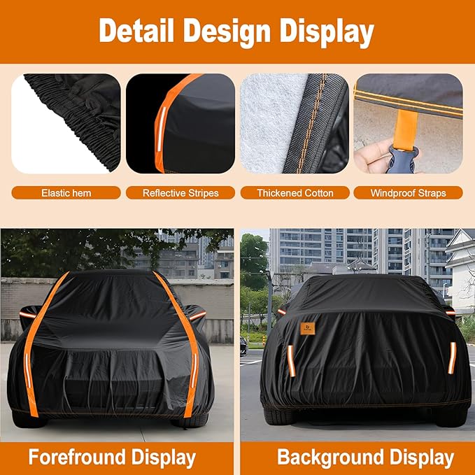 Truck Cover Heavy Duty 100% Waterproof Pickup Truck Cover All Weather Protection Rain UV Full Car Cover Fit Most Regular Cab Short Box Ford F100 Chevy Ram 150 250 Fit Length Up to 210"