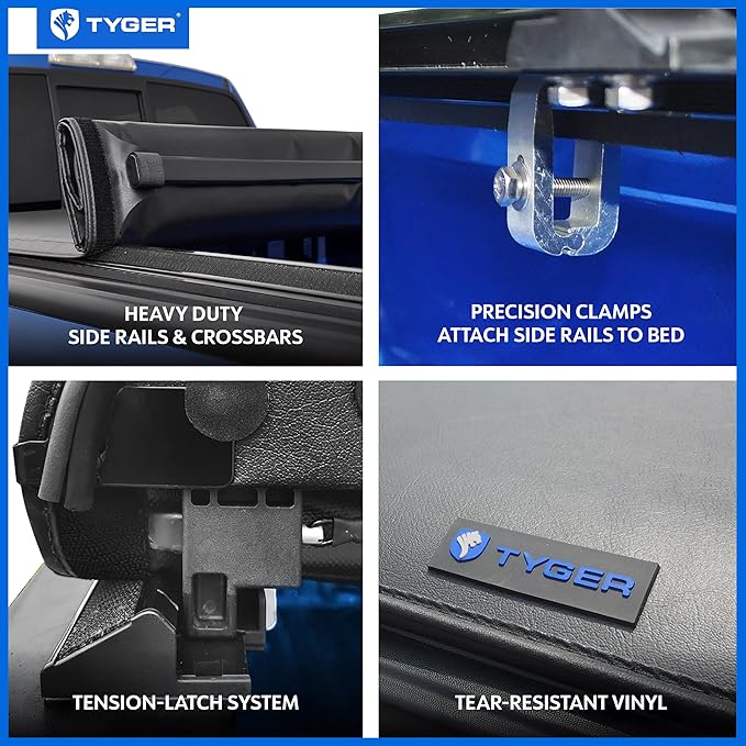 Tyger Auto T1 Soft Roll Up Truck Bed Tonneau Cover Compatible with 2009-2014 Ford F-150 | Styleside 6.5' Bed (78") | TG-BC1F9023, Black