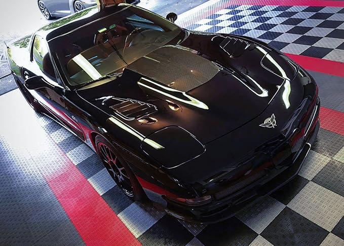 GarageTrac Diamond, Durable Interlocking Modular Garage Flooring Tile (12 Pack), Red