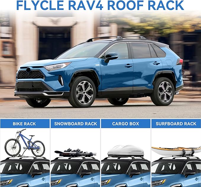 220LBS Roof Rack Cross Bars for 2019-2025 RAV4 XLE XSE Premium Limited Hybrid LE with Side Rails, Lockable Aluminum Crossbars Cargo Rooftop Luggage Canoe Kayak Bicycle roof Bag