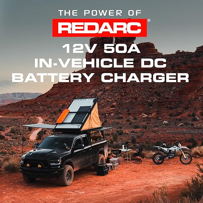 REDARC Dual Input 50A in-Vehicle DC to DC Battery Charger with MPPT Solar Regulator, Green Power Priority, 12V/24V Compatible, for Lithium, AGM, Gel, Lead Acid, Calcium, LiFePO4 Batteries