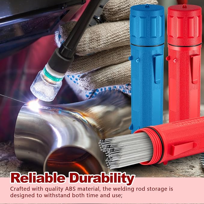 Zonon 8 Pcs Welding Rod Holder Stick Welding Electrode Rod Storage Tube 14 Inch Rod Storage Container Airproof Welding Rod Holder Waterproof Storage Canister for Welding Rod(Red Blue)