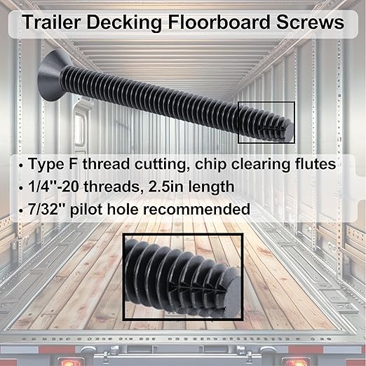 100pcs Trailer Deck Screws Self Tapping 2-1/2 in, 1/4-20 Thread, Flathead T30 Torx Wood to Metal Self Tapping Deck Screws for a Trailer