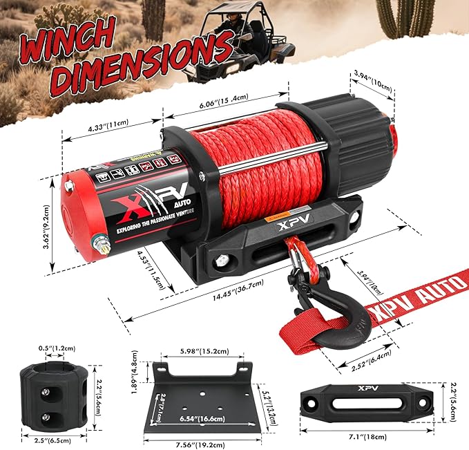 5500 lb. Winch Electric Winch Synthetic Rope 12V for ATV UTV Wireless RemoteTowing Winches Waterproof for Off Road Trailer Boat