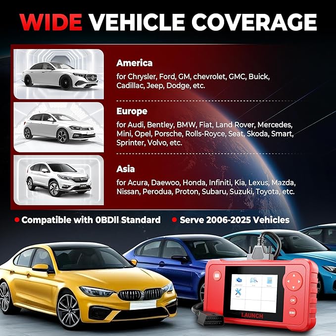 LAUNCH Creader VII+ V2.0 OBD2 Scanner, 2025 New Engine/Transmission/ABS/SRS Diagnostic Scan Tool With Oil Reset/Throttle Adaption/SAS Relearn, Check Engine Code Reader, Full OBD2, Lifetime Free Update