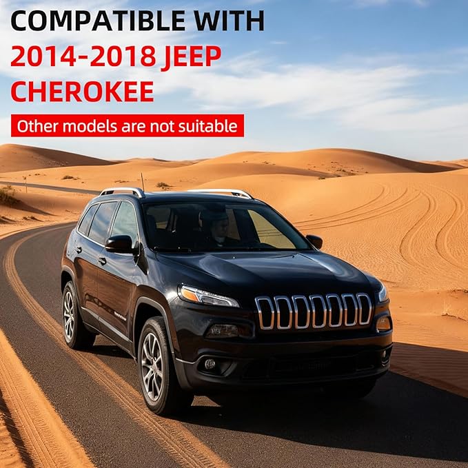 AggAuto Grill Mesh Insert Fit for Jeep Cherokee 2014 2015 2016 2017 2018, 7 Pcs Front Engine Guards, Chrome-Plated Cherokee Accessories