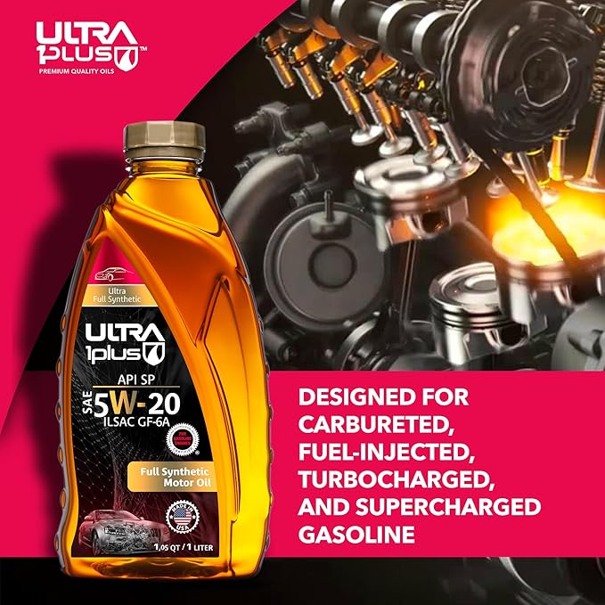 ULTRA 1PLUS SAE 5W-20 Full Synthetic Motor Oil API SP ILSAC GF-6A - 5W20 motor oil, 12 QTS Pack