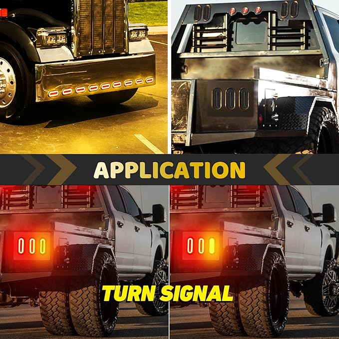 2Pcs 6" inch Smoked Lens Oval Amber 52 LEDs Trailer Boat Halo Parking Turn Signal Tail Lights【Patented】 w/Rubber Grommet, Sealed Submersible IP67 for Truck/RV/Van, DC 12V