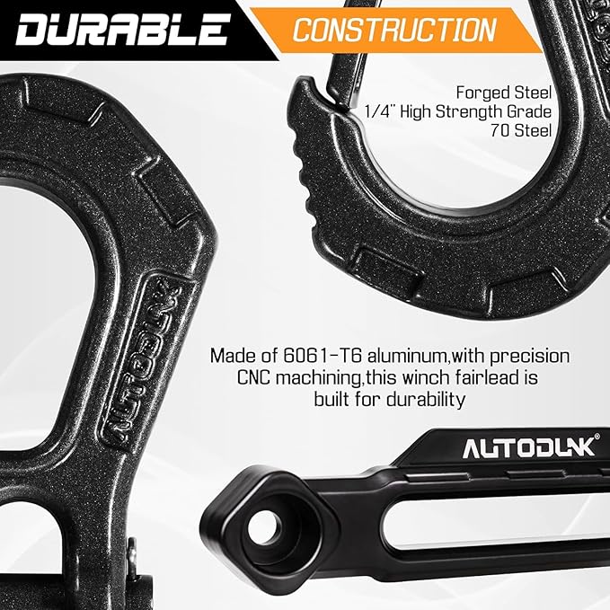 Synthetic Winch Rope - 3/16" x 50ft 8,450LBS Winch Line with 4-7/8" Fairlead, Forged Winch Hook and Rubber Stopper, Protective Sleeve Synthetic Winch Cable for 4WD ATV UTV Offroad Vehicles Orange