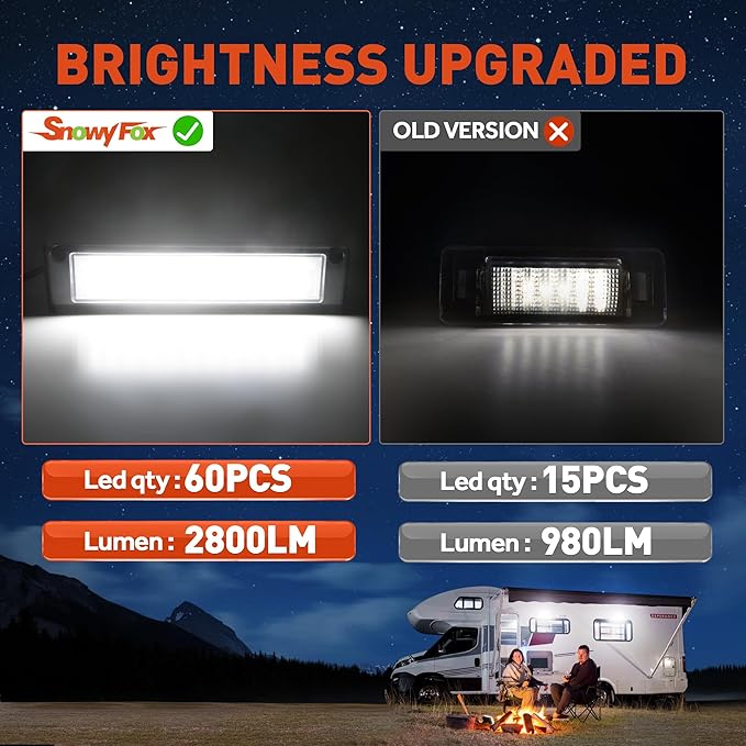 LED RV Exterior Porch Utility Light Waterproof 10-30V DC Low Current 13" Lighting Fixture 90W 2800LM Aluminum Base led Scene Lighting for RV, Trailer, Camper(6000K Nature White)